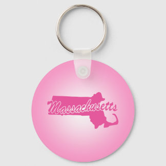 Pink State Massachusetts Keychain