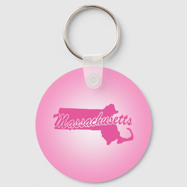 Pink State Massachusetts Keychain (Front)