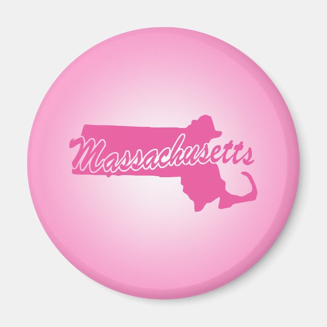 Pink State Massachusetts Magnet (Front)
