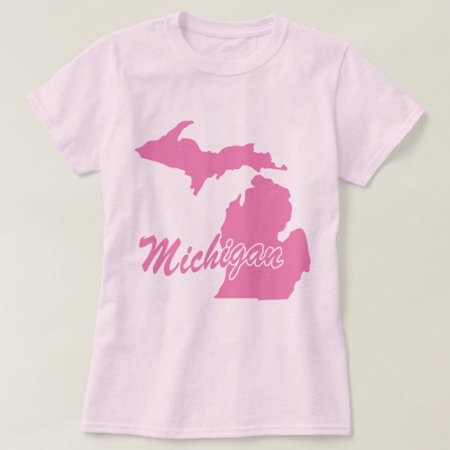Pink State Michigan T-Shirt (Design Front)