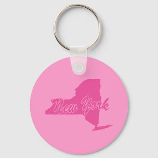 Pink State New York Keychain
