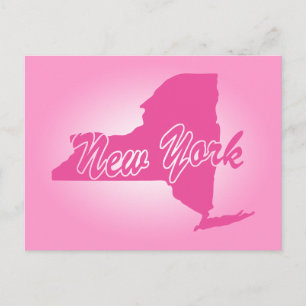 Pink State New York Postcard
