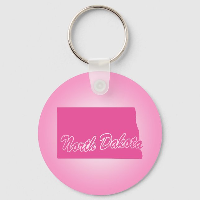 Pink State North Dakota Keychain (Front)