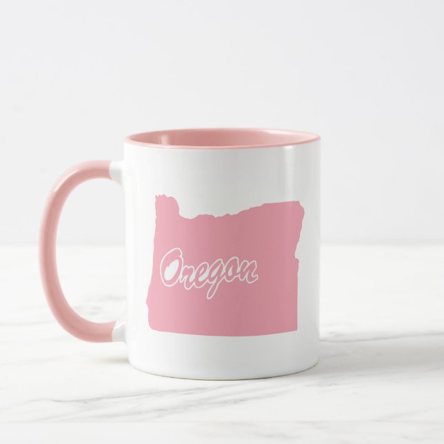 Pink State Of Oregon Shape Mug (Left)