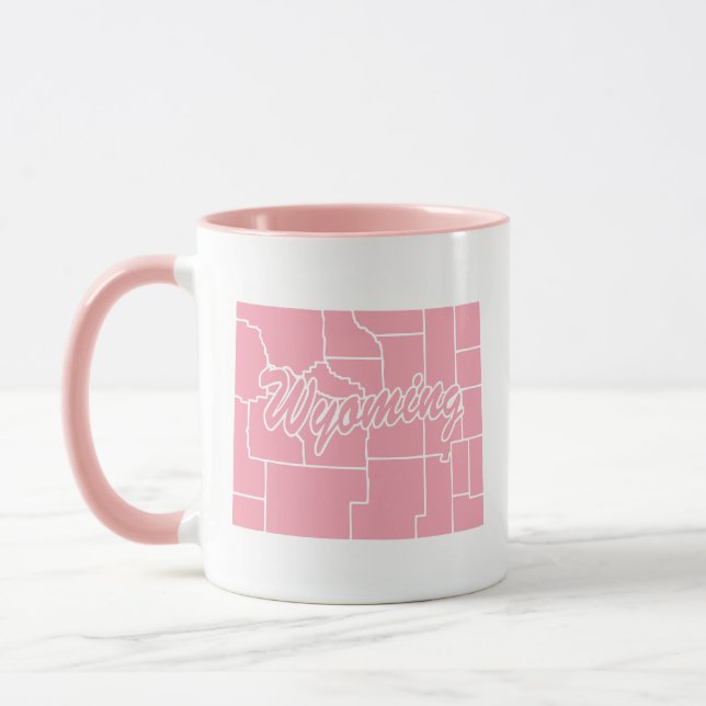 Pink State Of Wyoming Shape Mug (Left)