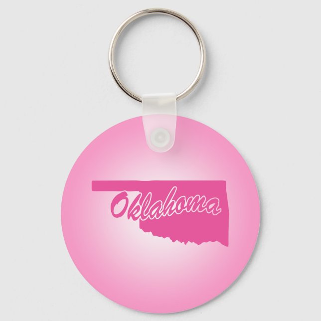 Pink State Oklahoma Keychain (Front)