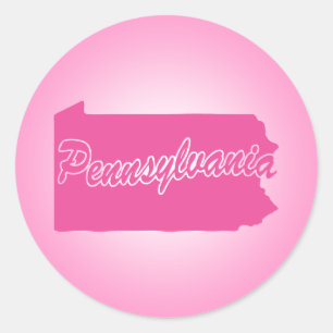 Pink State Pennsylvania Classic Round Sticker