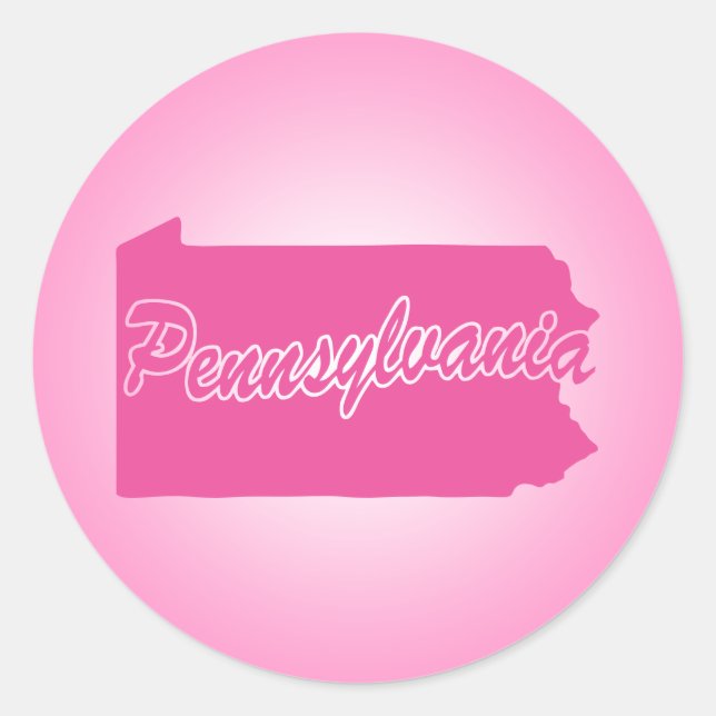 Pink State Pennsylvania Classic Round Sticker (Front)