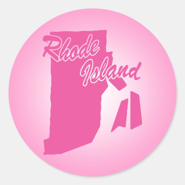 Pink State Rhode Island Classic Round Sticker (Front)