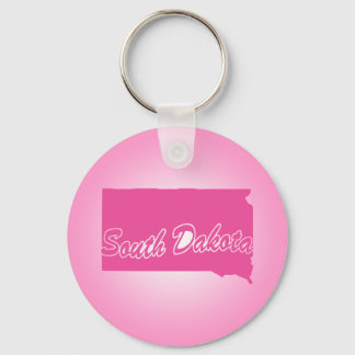 Pink State South Dakota Keychain
