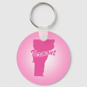 Pink State Vermont Keychain