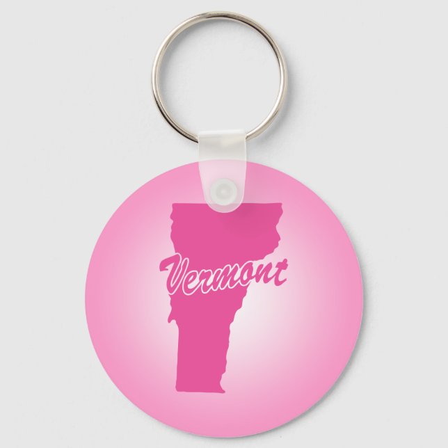 Pink State Vermont Keychain (Front)