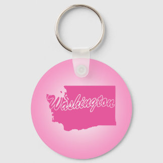 Pink State Washington Keychain