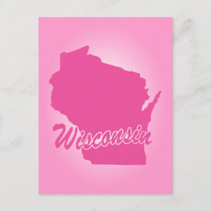 Pink State Wisconsin Postcard