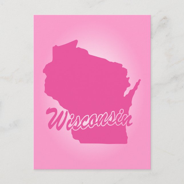Pink State Wisconsin Postcard (Front)