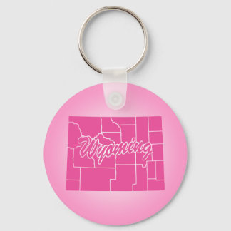 Pink State Wyoming Keychain