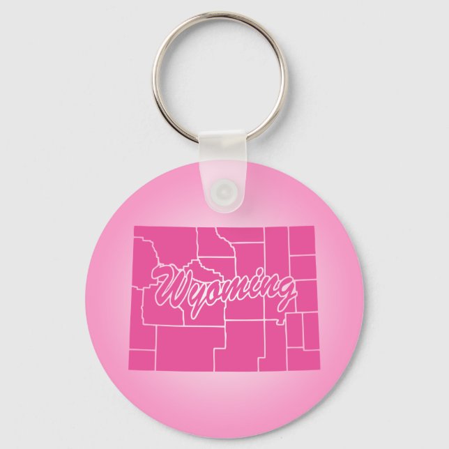 Pink State Wyoming Keychain (Front)
