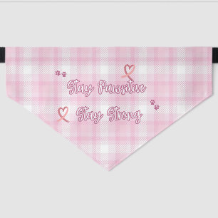 Pink Stay Pawstive Breast Cancer Awareness Pet Bandana Collar