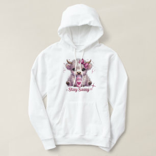 Pink, Stay Sassy, Highland Cows Hoodie