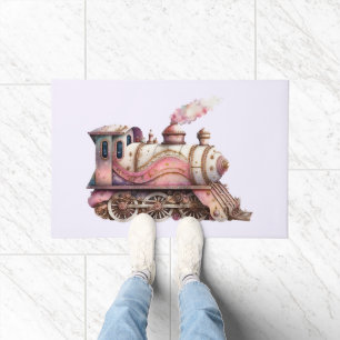 Pink Steam Train Vintage Style Doormat