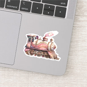 Pink Steam Train Vintage Style Sticker