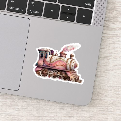 Pink Steam Train Vintage Style Sticker