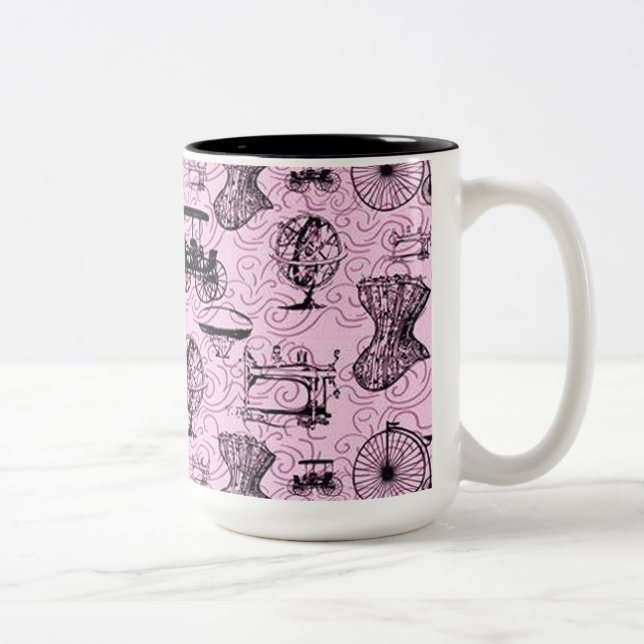 Pink Steampunk Pattern Coffee Mug (Right)