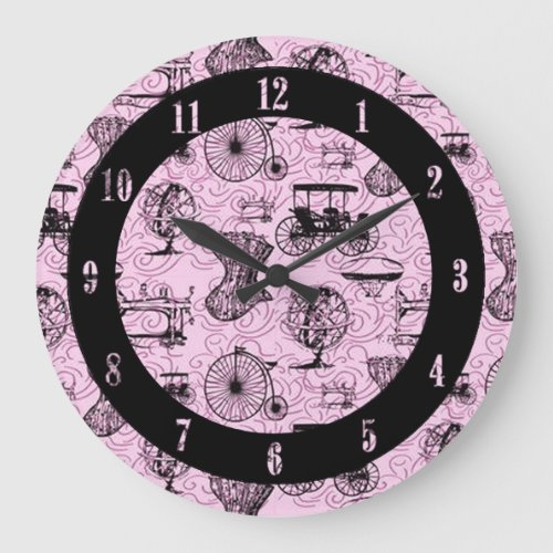 Pink Steampunk Pattern Wall Clock