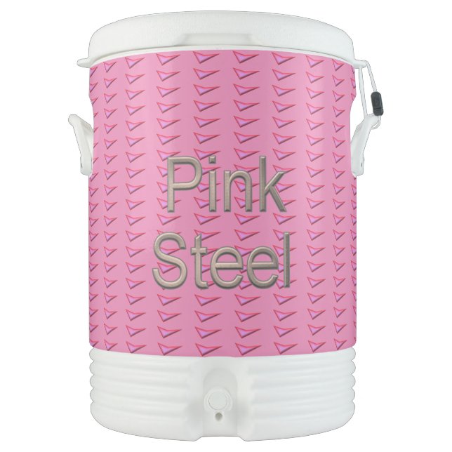 Pink Steel beverage cooler 10 gallon (Front)