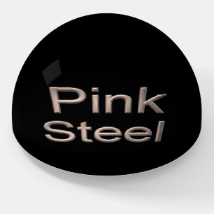 Pink Steel black glass dome paperweight