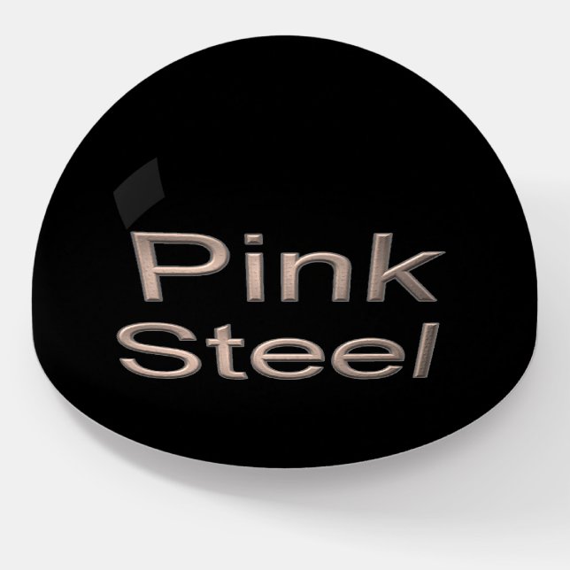 Pink Steel black glass dome paperweight (Angled)