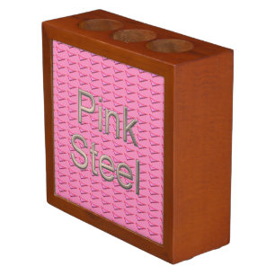 Pink Steel brown back desk organizer
