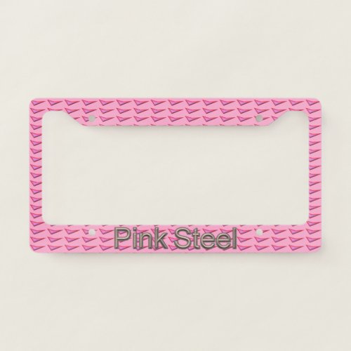 Pink Steel car license plate frame