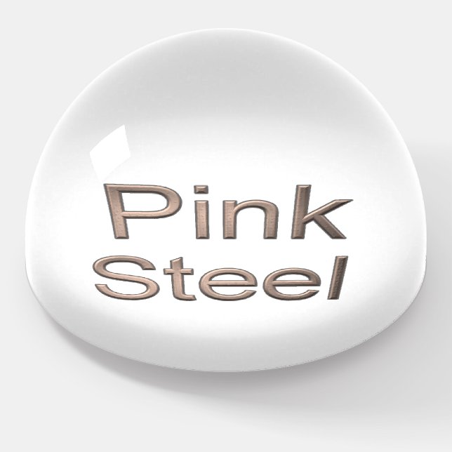 Pink Steel clear glass dome paperweight (Angled)