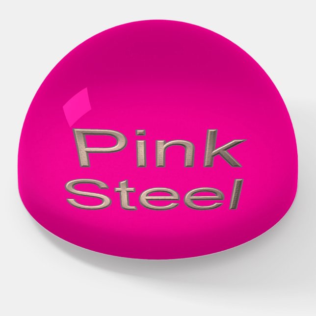 Pink Steel fuchsia glass dome paperweight (Angled)