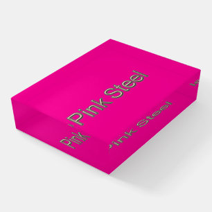 Pink Steel fuchsia glass rectangle paperweight