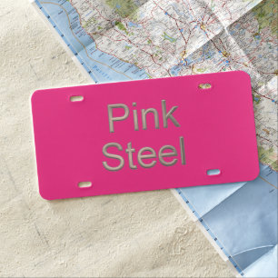 Pink Steel fuchsia plastic car license plate