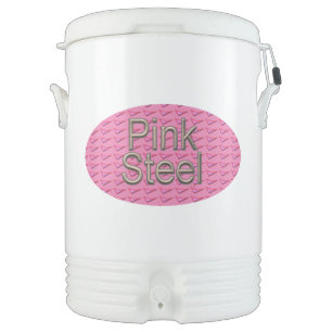 Pink Steel oval white beverage cooler 10 gallon