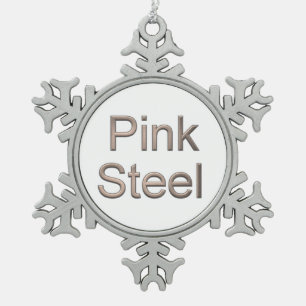 Pink Steel pewter snowflake Christmas ornament