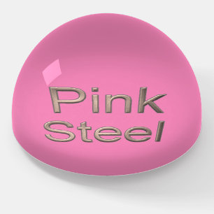 Pink Steel pink glass dome paperweight