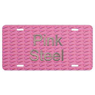 Pink Steel w name aluminum car license plate