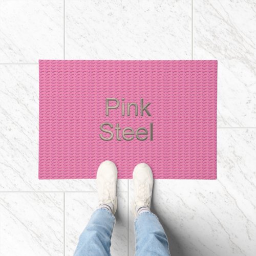 Pink Steel w name doormat