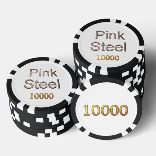 Pink Steel white black gold 10K striped poker chip