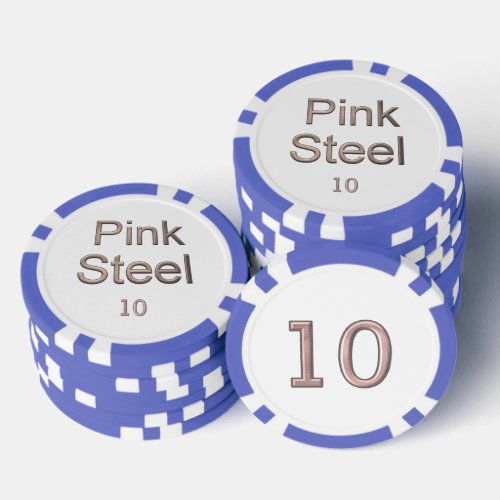 Pink Steel white blue 10 striped poker chip