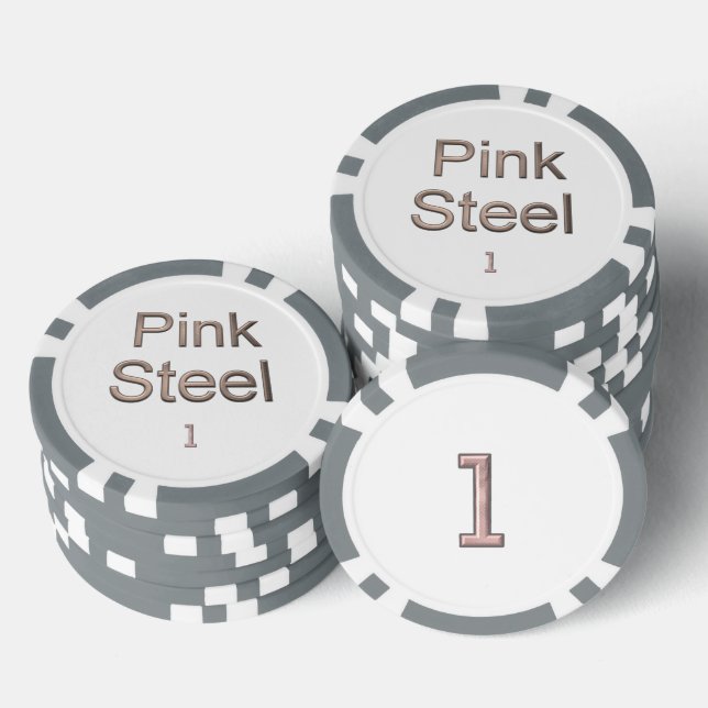 Pink Steel white gray 1 striped poker chip (Stack)