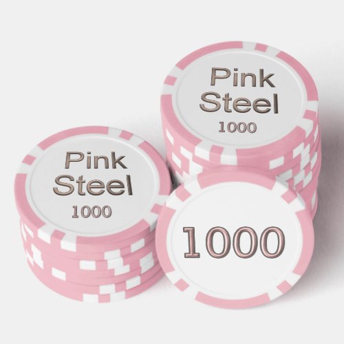Pink Steel white pink 1000 striped poker chip