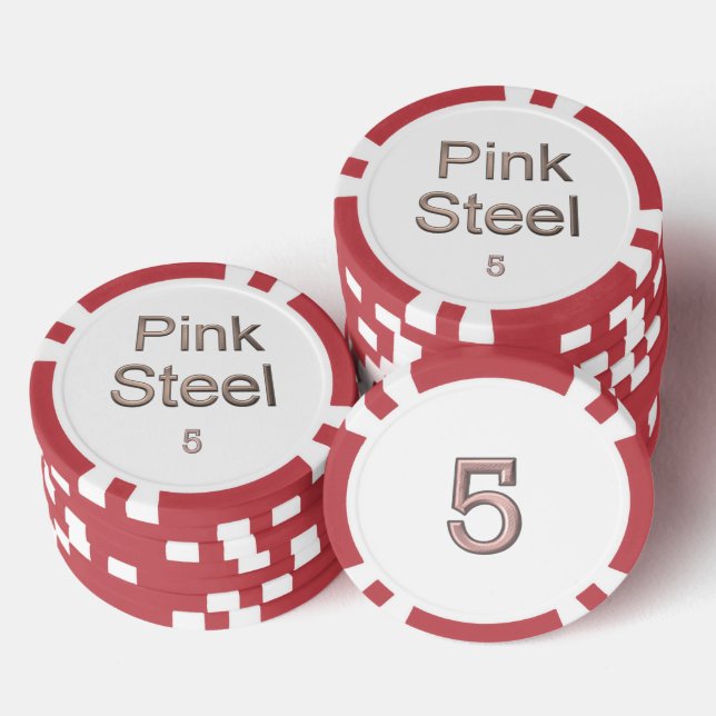 Pink Steel white red 5 striped poker chip (Stack)