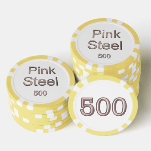 Pink Steel white yellow 500 striped poker chip