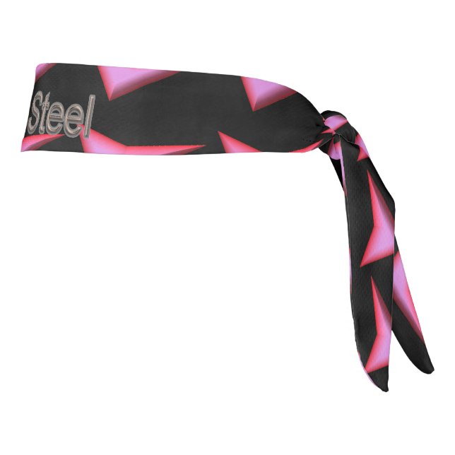 Pink Steel word black checker plate headband (Rotate 90)