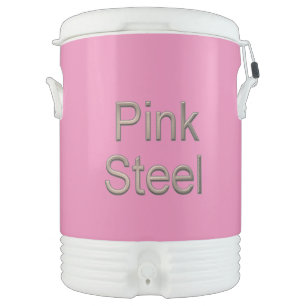 Pink Steel word pink beverage cooler 10 gallon